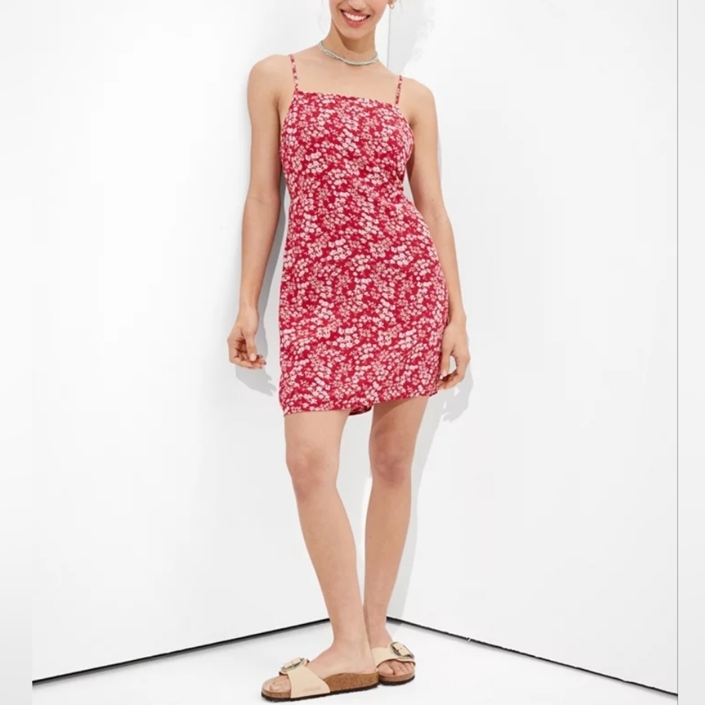 XL • American Eagle • Floral Tie-Back Mini Dress 🧡
